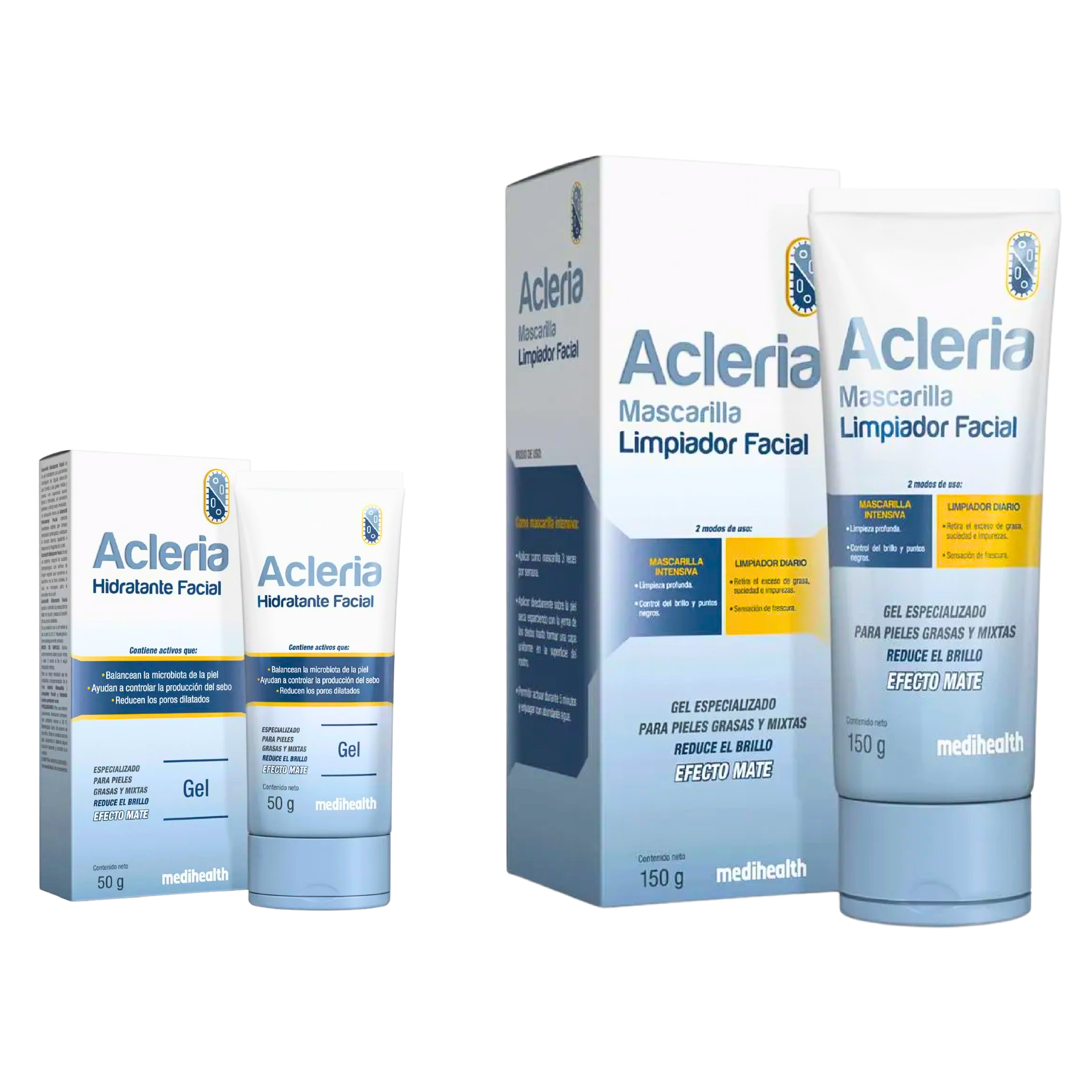 Kit Acleria Hidratante Facial 50g + Acleria Mascarilla Limpiador Facial 150g - Medihealth